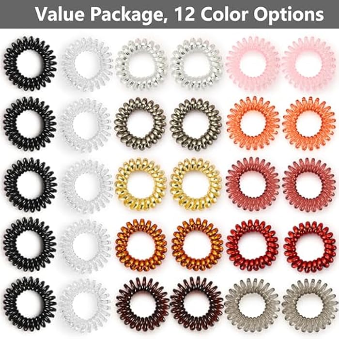 TailaiMei 20 Pcs Spiral Hair Ties, No Crease Coil Hair Ties, Phone Cord Hair Ties for Thick Hair - Women Ponytail Holder Elastics - Image 2